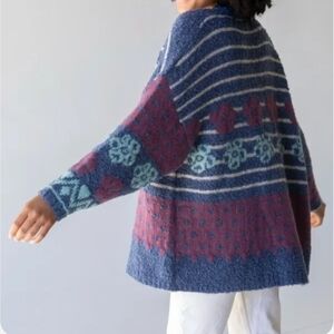 Natural Life Calla Jacquard cardigan blue, mauve  white colorway Size S/M